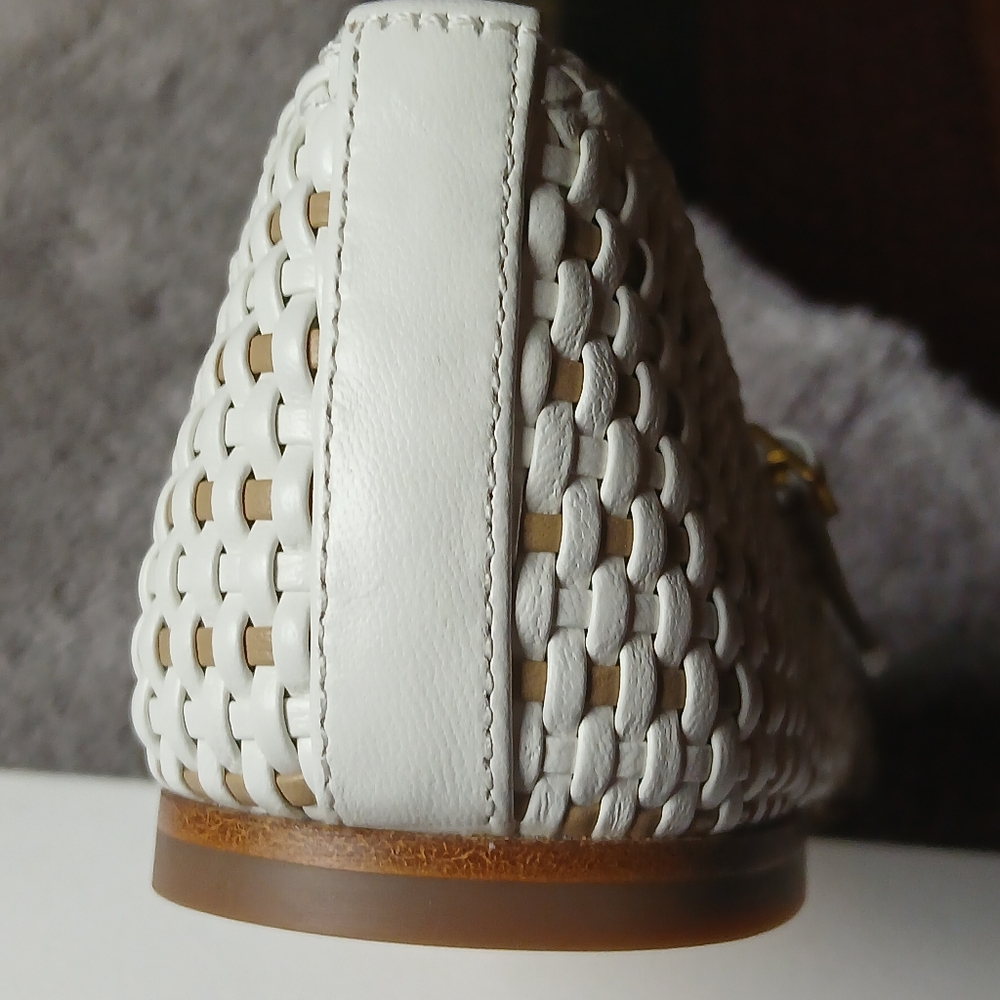 "New Never Worn" Veronica Beard Cream Woven Ballet Flat With Shoe Bag - Picture 8 of 12